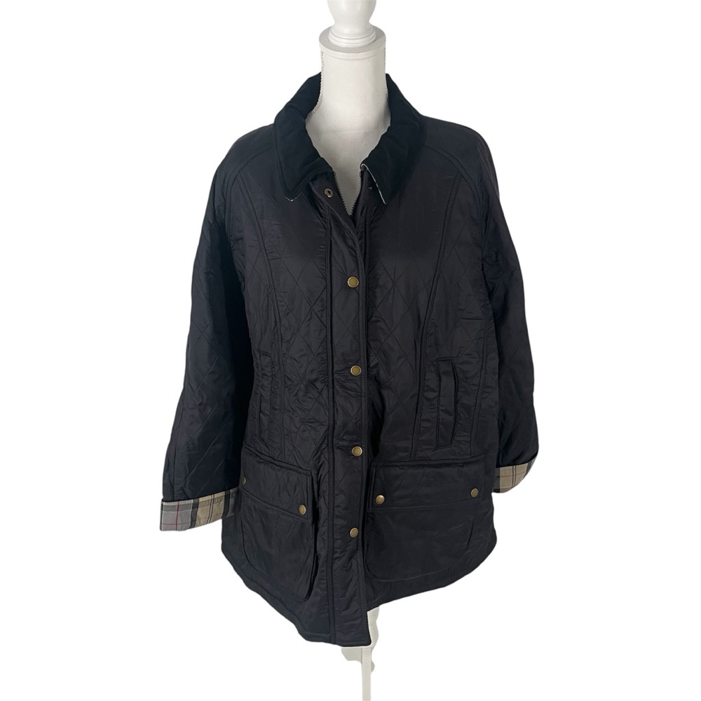 Barbour Black Beadnell Polarquilt Jacket 2X Plus Size NWT Women's Tartan Lined